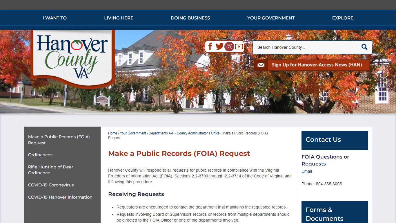 Make a Public Records (FOIA) Request | Hanover County, VA